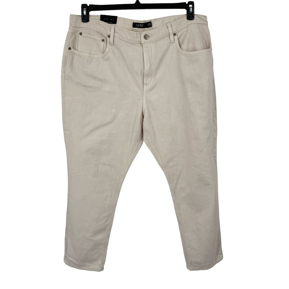 Lauren Ralph Lauren relaxed tapered non stretch jeans beige size 18